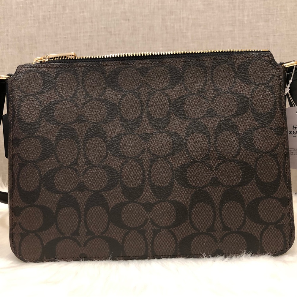 NWT COACH SIGNATURE GALLERY CROSSBODY BROWN/BLACK - Picture 3 of 8